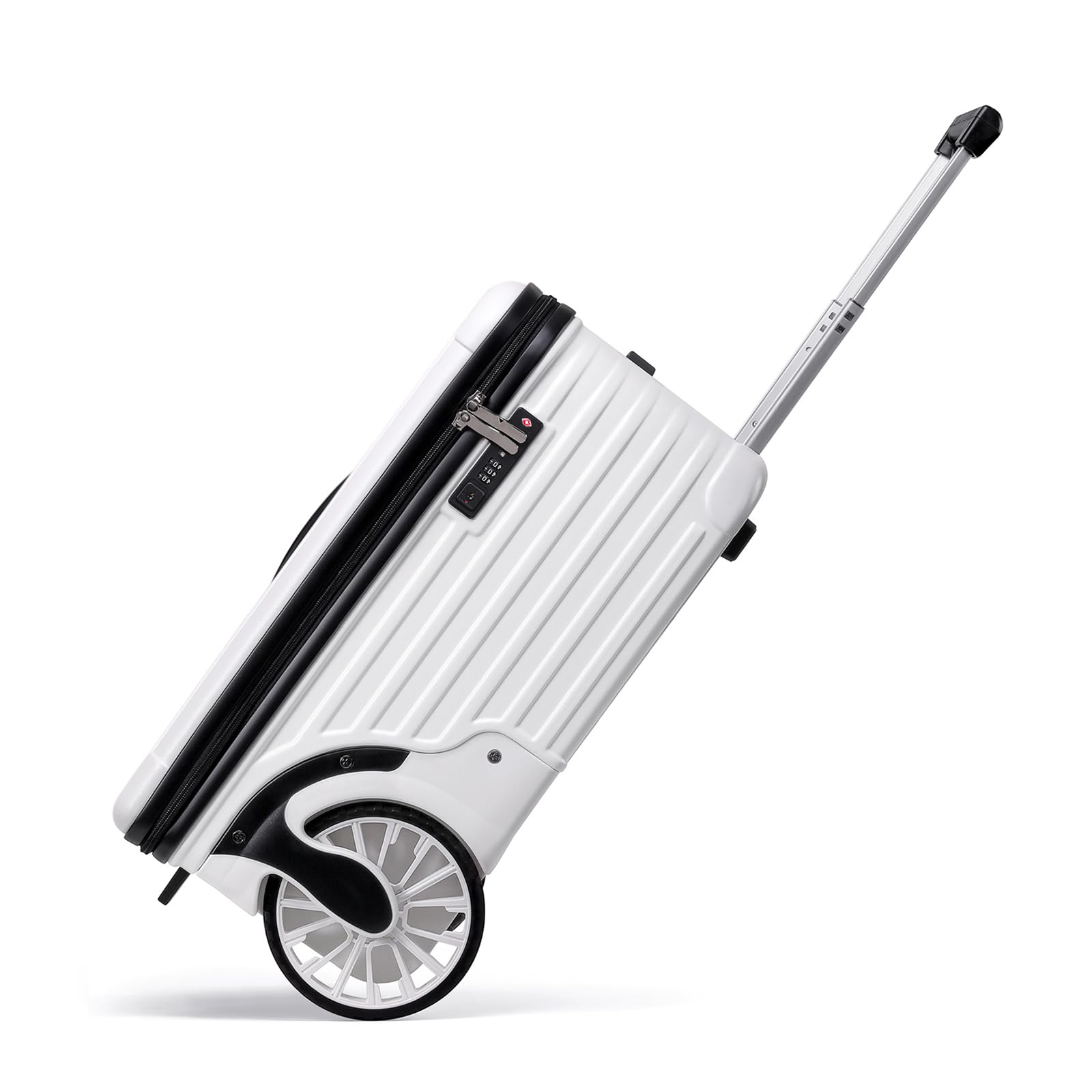 ROPLUS Extra Large Wheels Carry On Luggage Hard Shell Suitcase Top Opening Hardside Frame Travel Luggage with TSA Lock (White, 21-Inch)