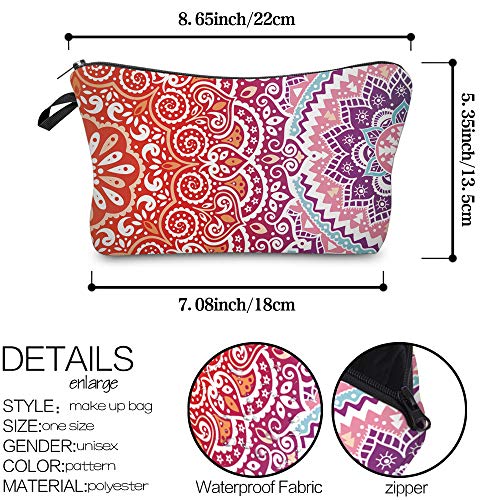 Deanfun Cosmetic Bag for Women, Mandala Flowers Waterproof Makeup Bags Roomy Toiletry Pouch Travel Accessories Gifts (51391)