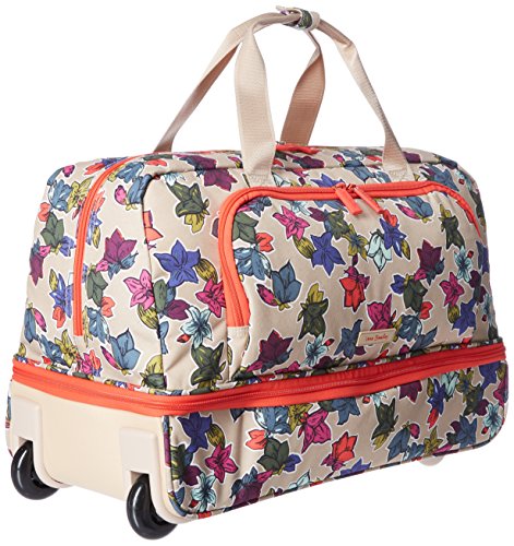 Vera Bradley Women's Lighten Up Wheeled Duffle Carry-on Luggage, Falling Flowers Neutral, One Size
