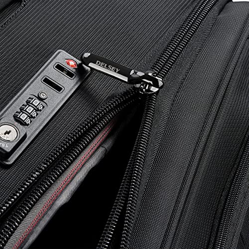 DELSEY PARIS Helium DLX Softside Expandable Luggage with Spinner Wheels, Black, Checked-Medium 25 Inch