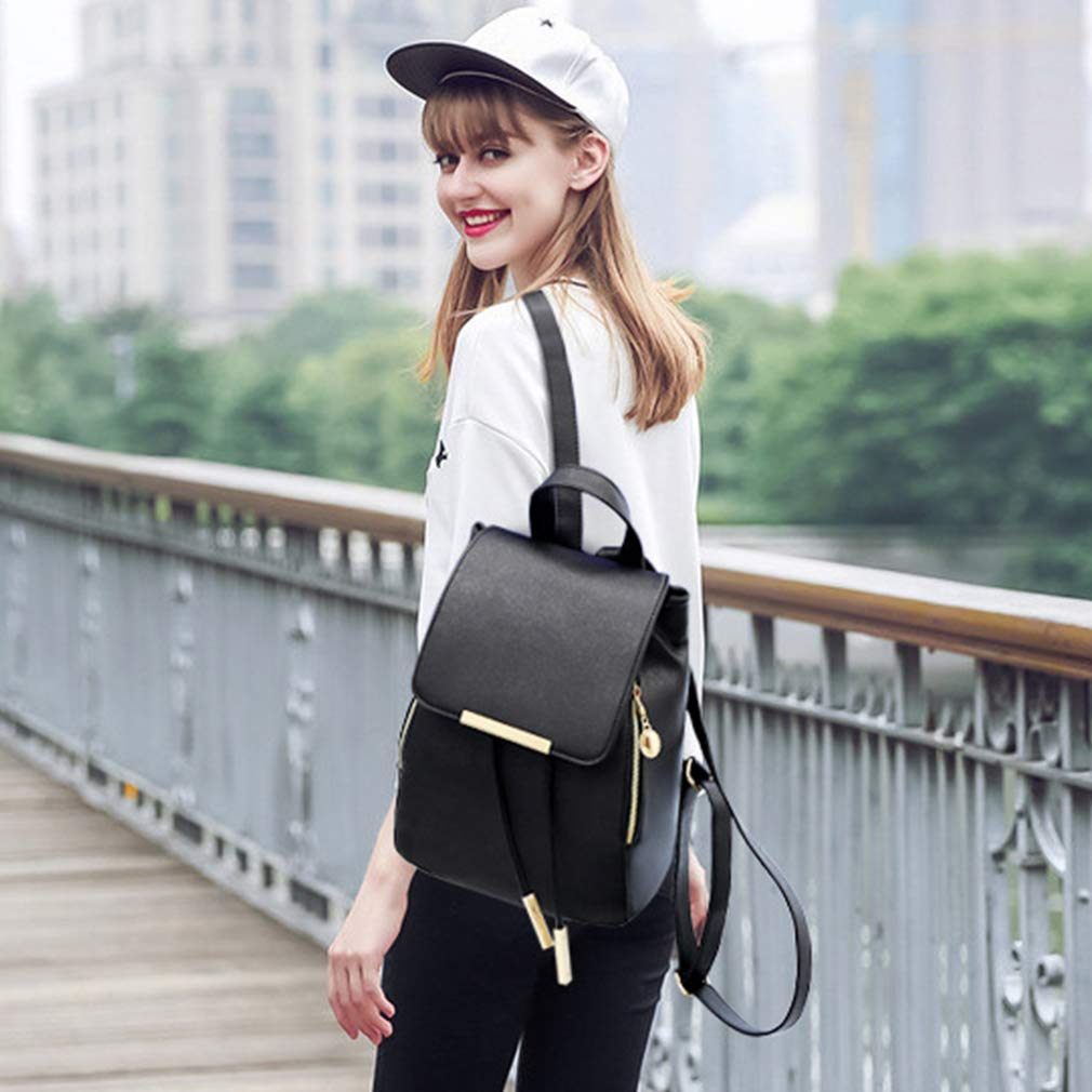 Pahajim Women's Fashion Travel Backpack Mini Purses Bag Cute Rucksack Multipurpose Shoulder Bag (black)