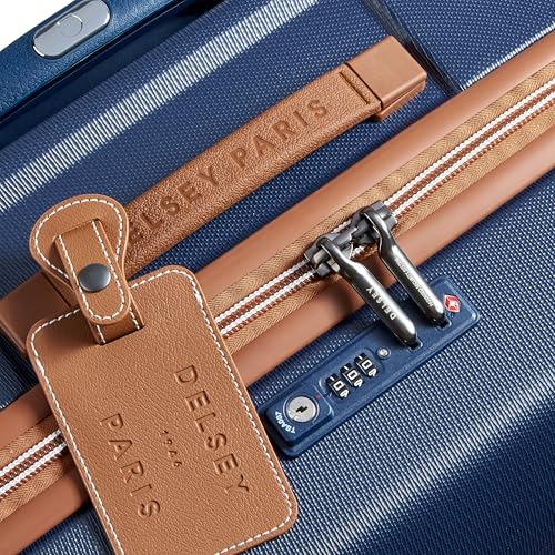 DELSEY PARIS Chatelet Air 2.0 Checked Suitcase 28 Inch Large, Hardside Polycarbonate Luggage, Dual-Density Spinner Wheels, TSA Lock, Navy Blue