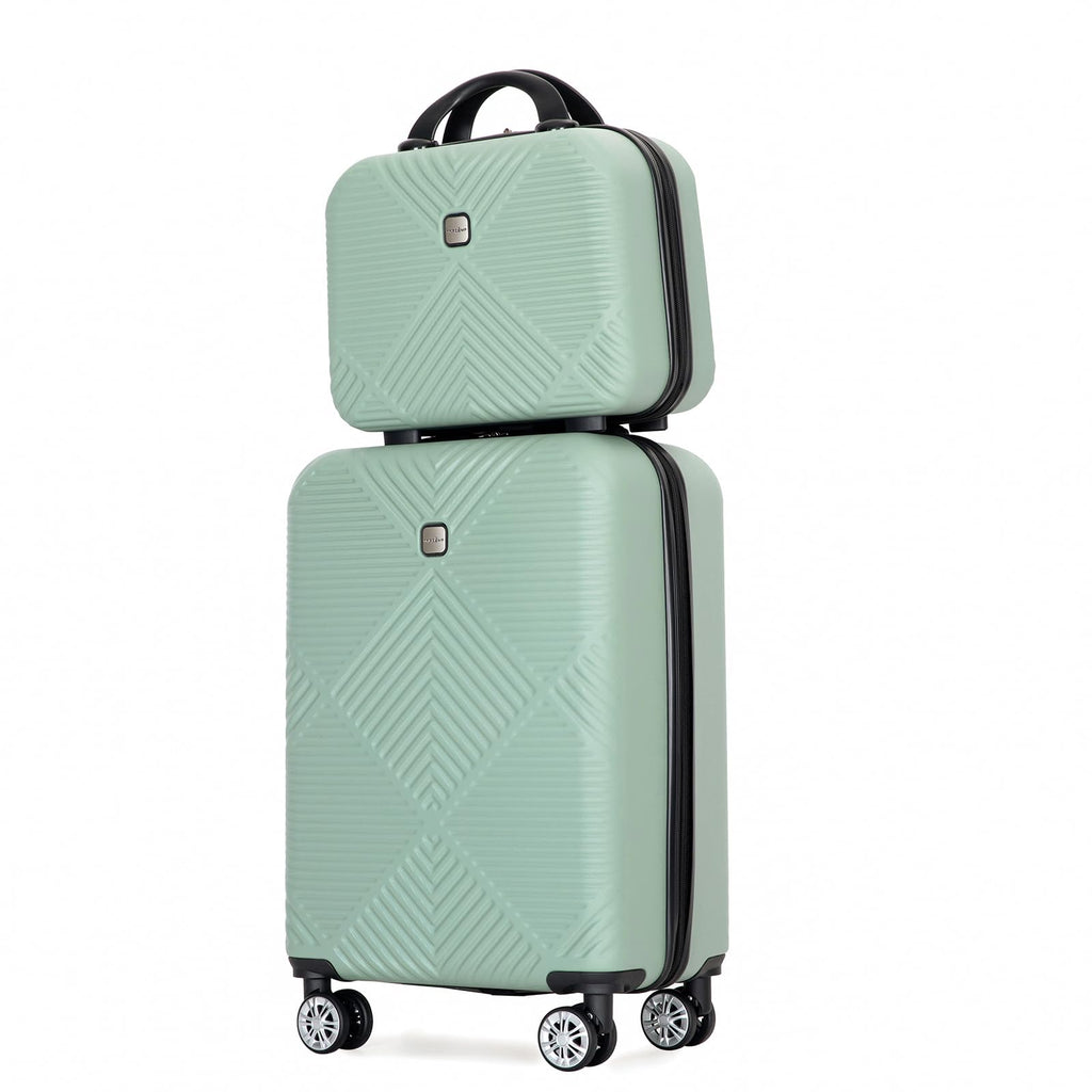 Tripcomp 2 Piece Carry on Luggage Set, Airline Approved 20 Inch Luggage with Cosmetic Case HardShell Suitcase with Spinner Wheels, Lightweight Durable Hardside Suitcases Set, Olive Green