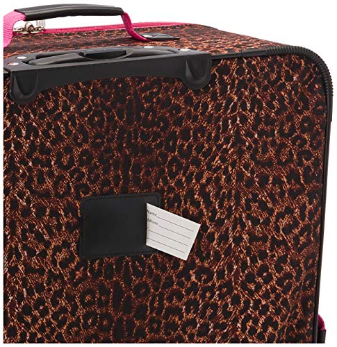 Rockland Vara Softside 3 Piece Upright Luggage Set, Expandable, (20"/28"/22" Rolling Duffel), Pink Leopard