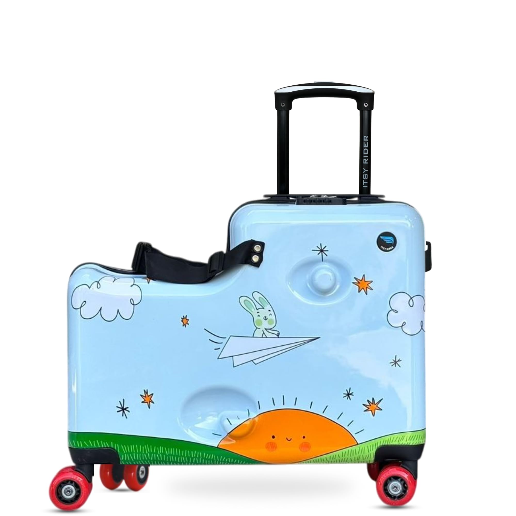 Cegali Itsy Rider 20" Ride-on Suitcase for Kids with Double Spinner Red Wheels (Blue Flyer)