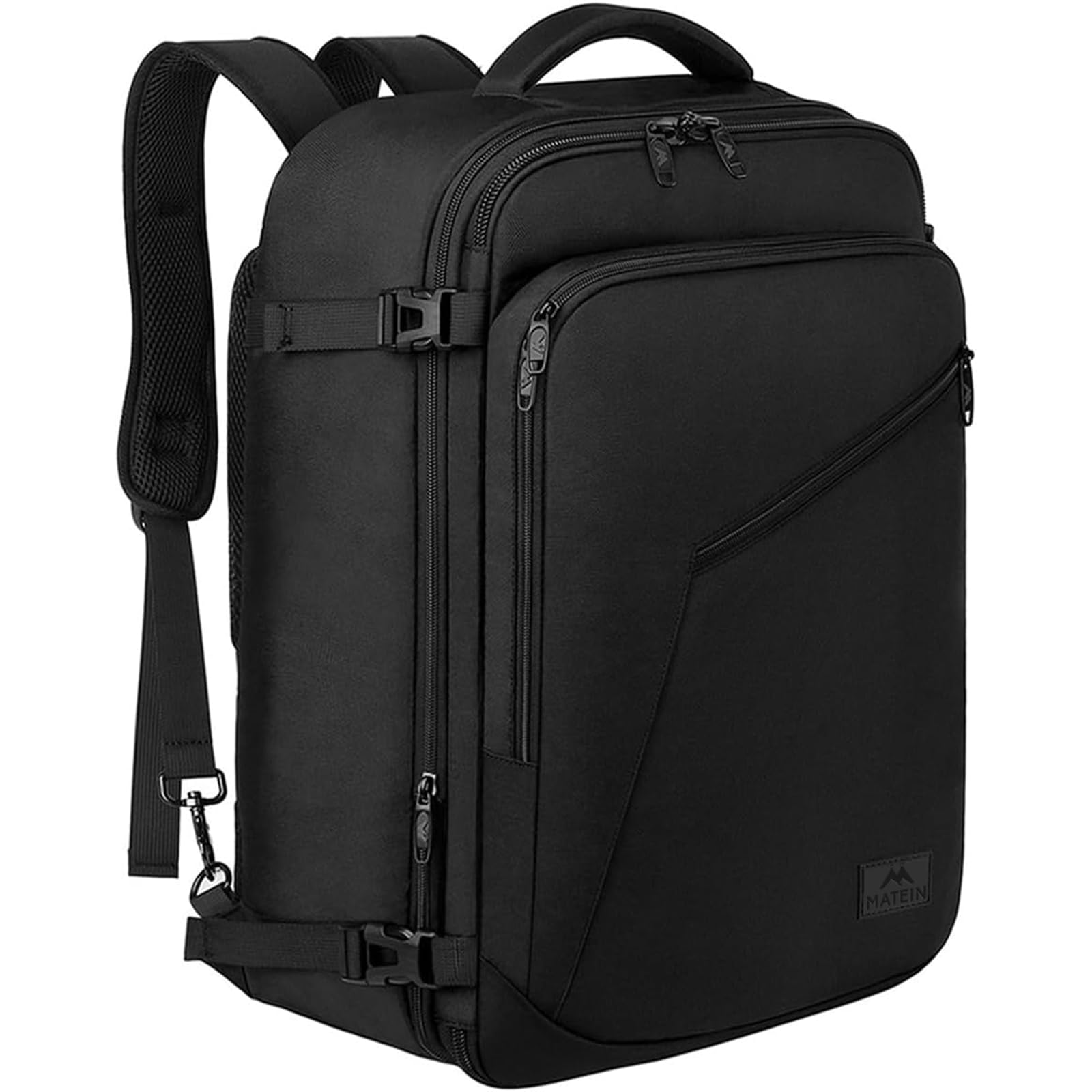 MATEIN Mens Travel Backpack, 27L Lightweight Carry on Backpack for Women, Expandable Business Backpacks, Waterproof Hiking Daypack for Outdoor Sports Rucksack Casual Daypack, Travel Essential, Black