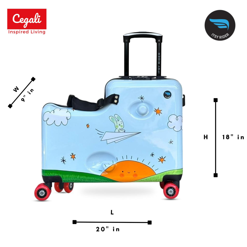 Cegali Itsy Rider 20" Ride-on Suitcase for Kids with Double Spinner Red Wheels (Blue Flyer)
