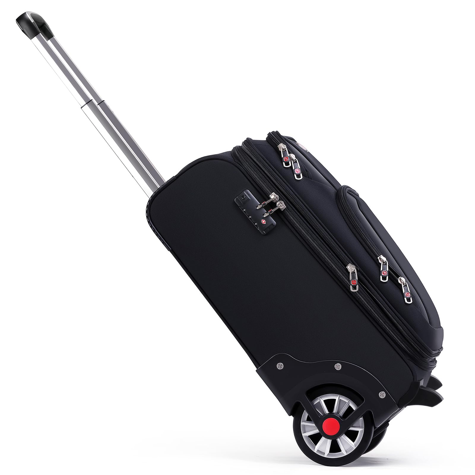 ROPLUS Laduga Softside Expandable Luggage with Large Steel Wheels Carry-On Luggage Suicase (Black, 21-Inch)