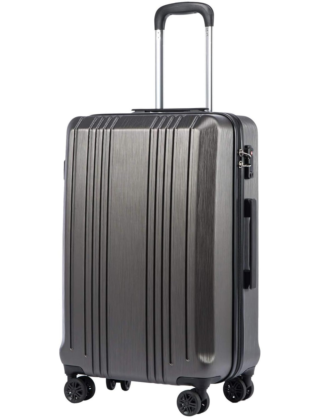 Coolife Luggage PC+ABS Hardshell Suitcase with TSA Lock, Spinner Checked Lightweight (grey, M(24IN))