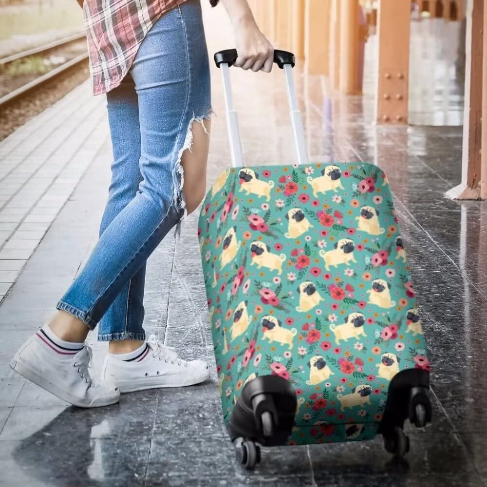 TODIYADDU Pink Love Heart Thick Elastic Geometric Luggage Protective Cover Fashion Trolley Case for Suitcase Cover Baggage Travel Bag Cases Fits for Student Boy Girl Teens Adult, S