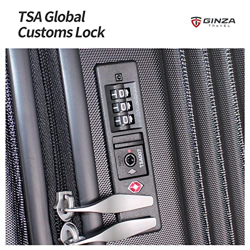 PRIMICIA GinzaTravel Trunk Luggage, 28 Inch Luggage with Spinner Wheels, Scratch resistant texture Lightweight PC material with TSA Lock（Family Travel Series ） (Black)