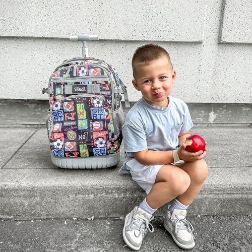 Tilami Rolling Backpack 18 inch Wheeled Laptop Backpack School College Student Travel Trip Boys and Girls, Sport Balls