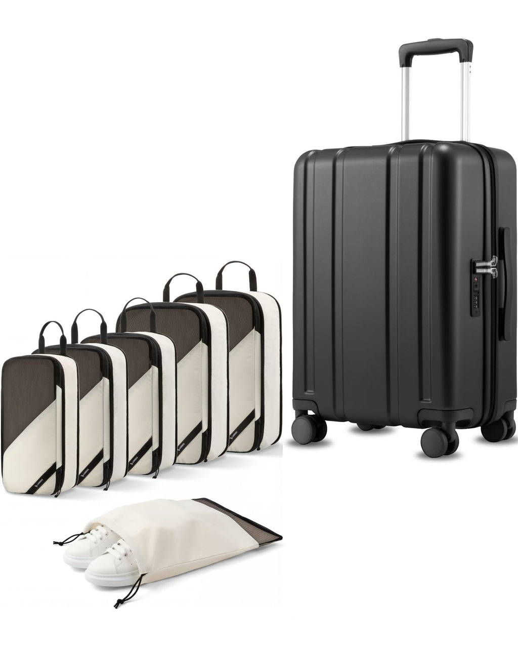 LUGGEX Carry On Luggage and 6 Set Travel Packing Cubes Bundle – Travel Essentials