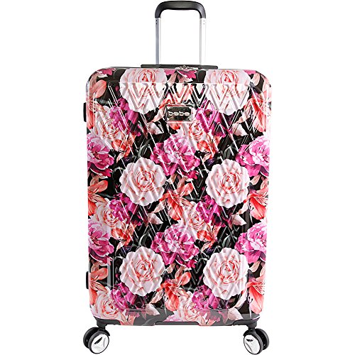 bebe Women's Luggage Hardside Check in Spinner Marie 29" Trolley Bag, Black Floral Print