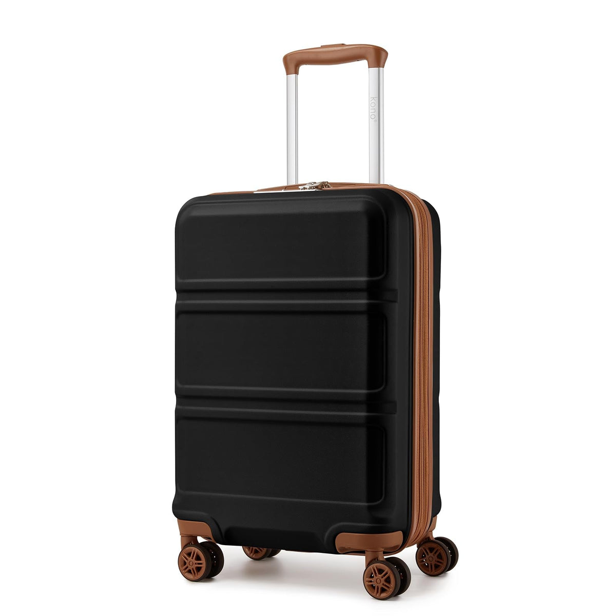 Kono Carry On Luggage 22x14x9 Airline Approved with Spinner Wheels,Lightweight PC+ABS 20 Inch Luggage with TSA Lock,Expandable Hard Shell Carry On Suitcases for Men Women,Black/Brown