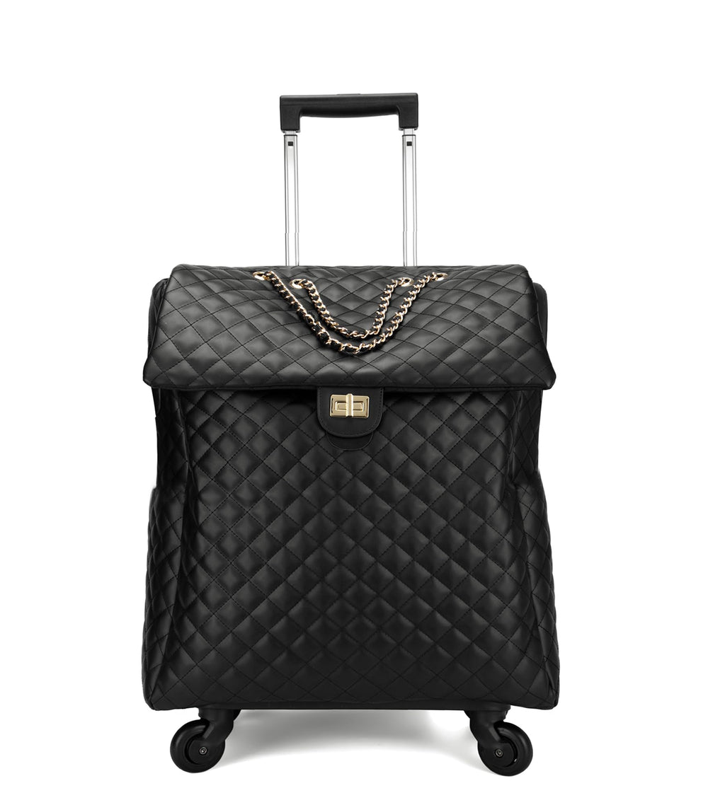 feilario 20in Leather Softside Carry on Suitcases Travel Duffel Bag with 4-rolling Spinner Wheels