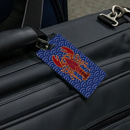Atlantic Lobster on Blue Waves Luggage ID Tags Carry-On Cards - Set of 2