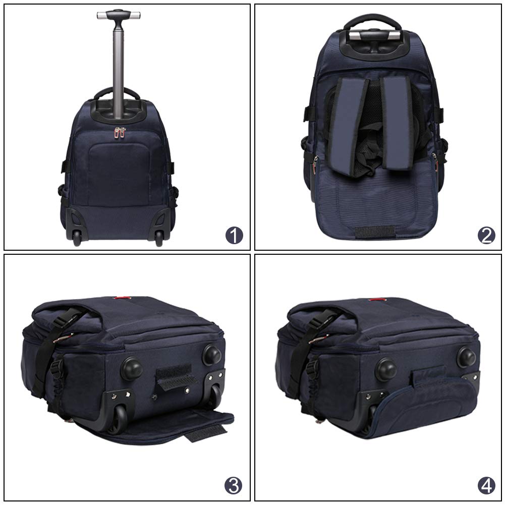 SKYMOVE 19 inches Waterproof Wheeled Rolling Backpack for Adults and School Students Laptop Books Travel Backpack Bag, Blue
