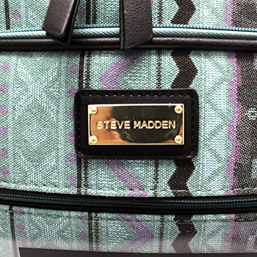 Steve Madden Designer Luggage Collection - 3 Piece Softside Expandable Lightweight Spinner Suitcase Set - Travel Set includes 20 Inch Carry on, 24 Inch & 28-Inch Checked Suitcases (Print/Teal)