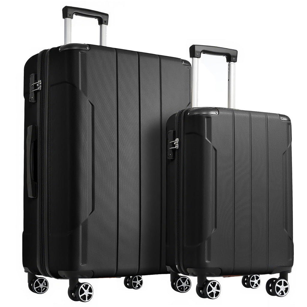 AnoYishev 2 Piece Luggage Sets with Spinner Wheels, Hardside Expandable Luggage, Hardshell Carry on Suitcase and Lightweight 28 inch Checked Luggage for Travel Men Women (Black)