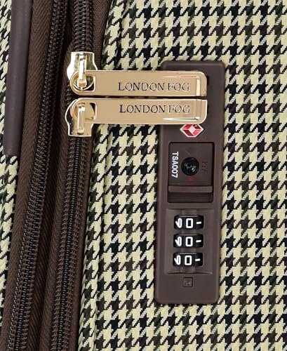 London Fog Cambridge 25" Expandable Spinner Softside Suitcase, Olive Houndstooth