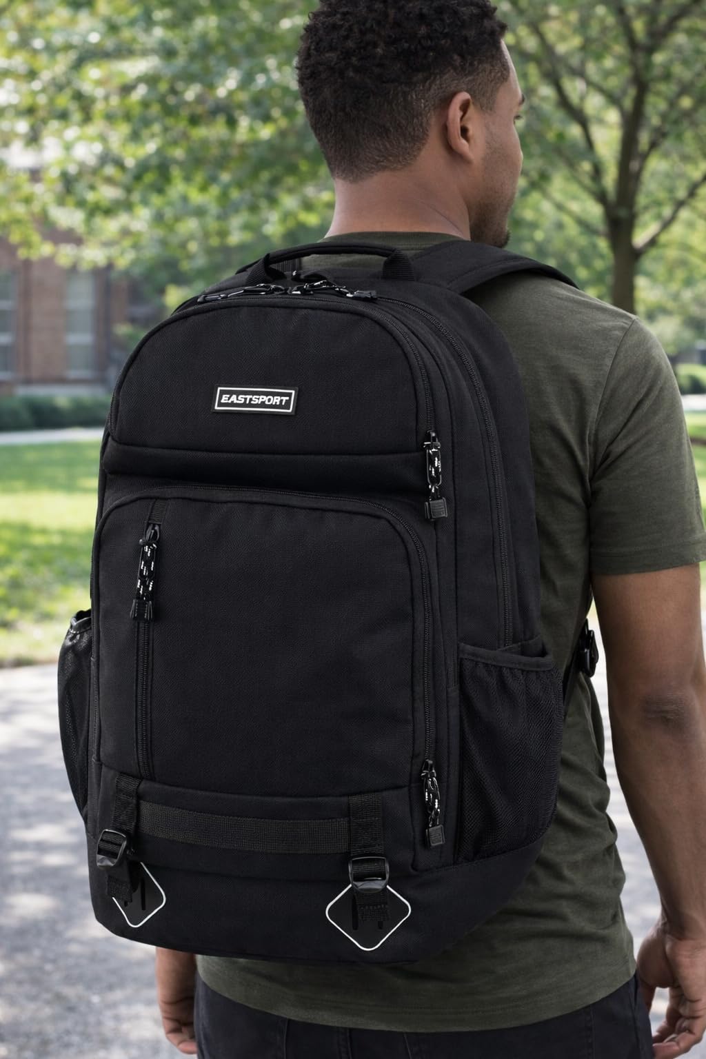 Eastsport Outdoors Elevated Hiking Travel Weekender Carry On Bookbag Daypack Rusksack Large Bag Backpack, Black