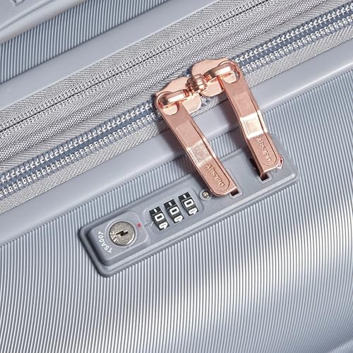 DELSEY PARIS Cruise 3.0 Hardside Expandable Luggage with Spinner Wheels, Platinum, Checked-Medium 24 Inch