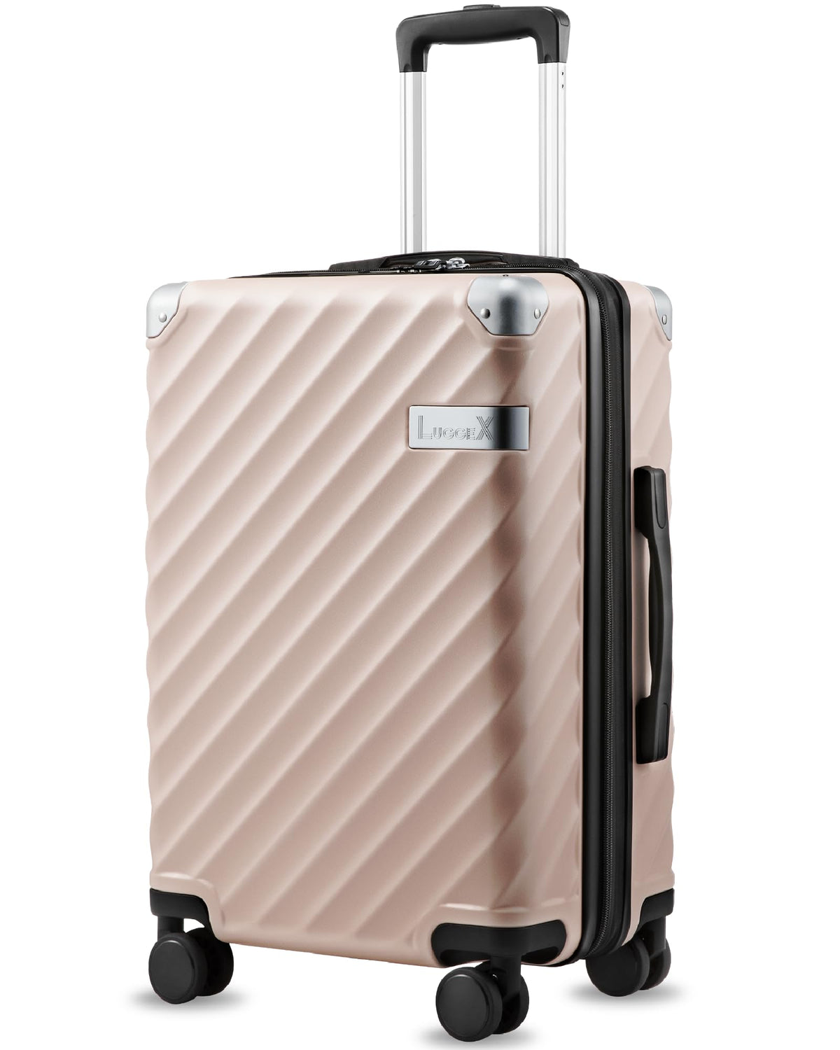 LUGGEX Carry On Luggage 22x14x9 Airline Approved, KVC Expandable Polycarbonate Hard Shell Suitcase for Travelling (EX-Core, Pink, 20 Inch, 40L-44L)