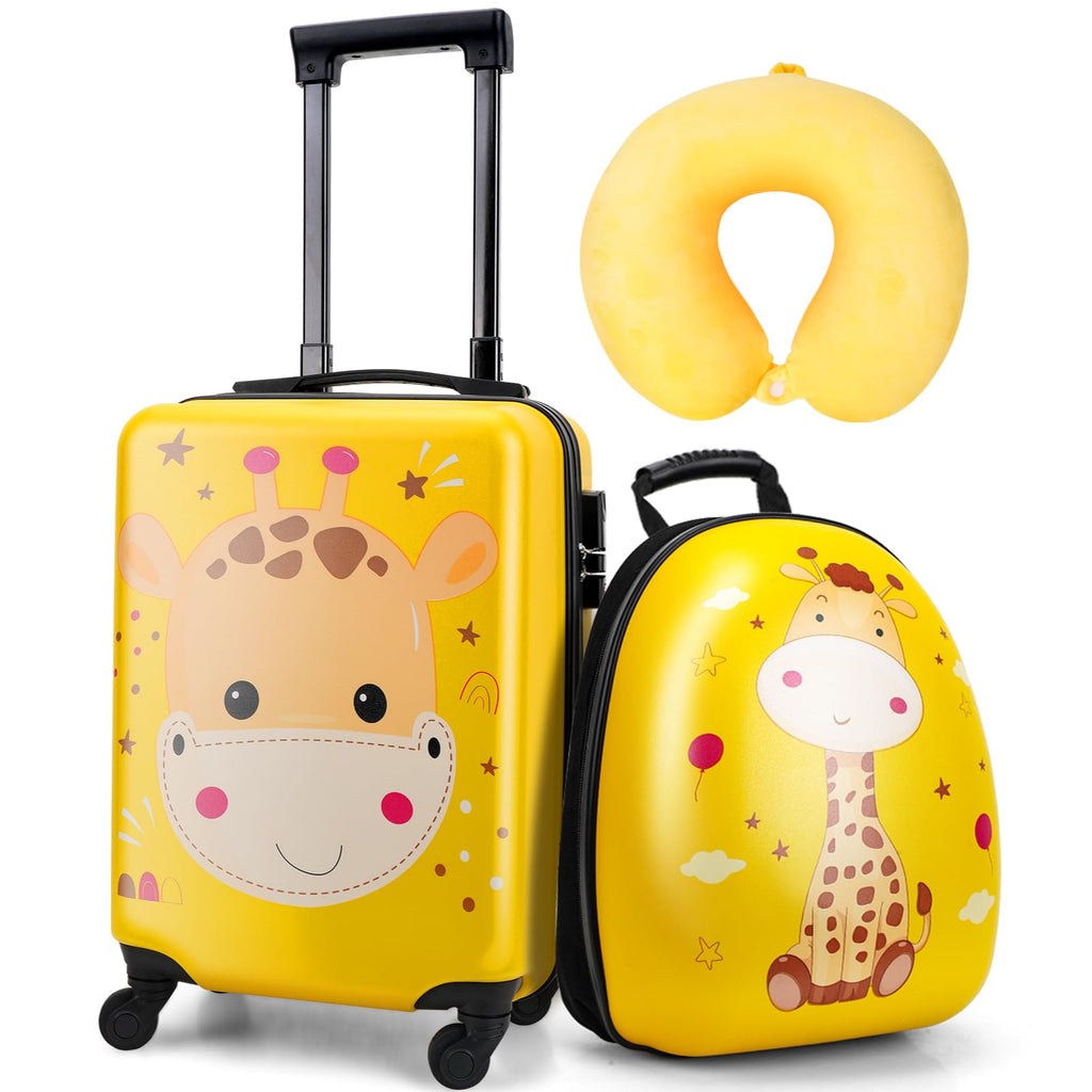 emissary Kids Carry on Luggage Set With Wheels For Girls, Childrens Luggage Set With Backpack and Pillow, Kids Suitcases Travel Rolling Luggage Airline Approved