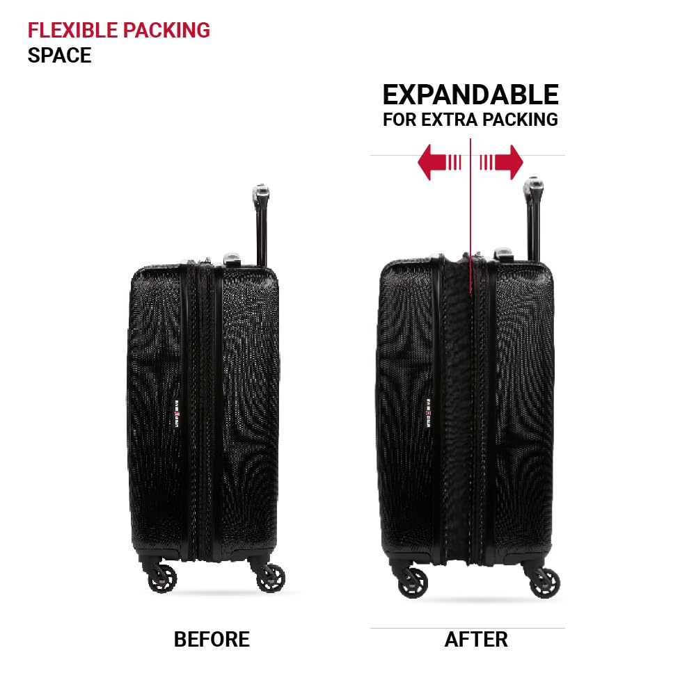 SwissGear 8018 Expandable Luggage Set, 3-Piece Hardside Luggage Set with Spinner Wheels