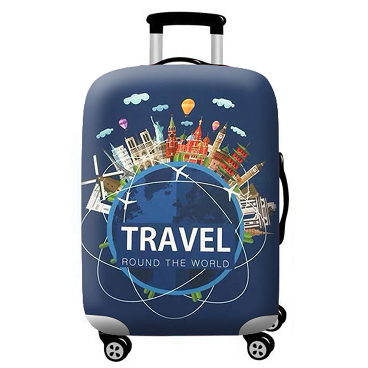 WUJIAONIAO Travel Luggage Cover Baggage Suitcase Cover Protector Skins 18-32 Inch (A9 TRAVEL, M (for 22-24 inch luggage))