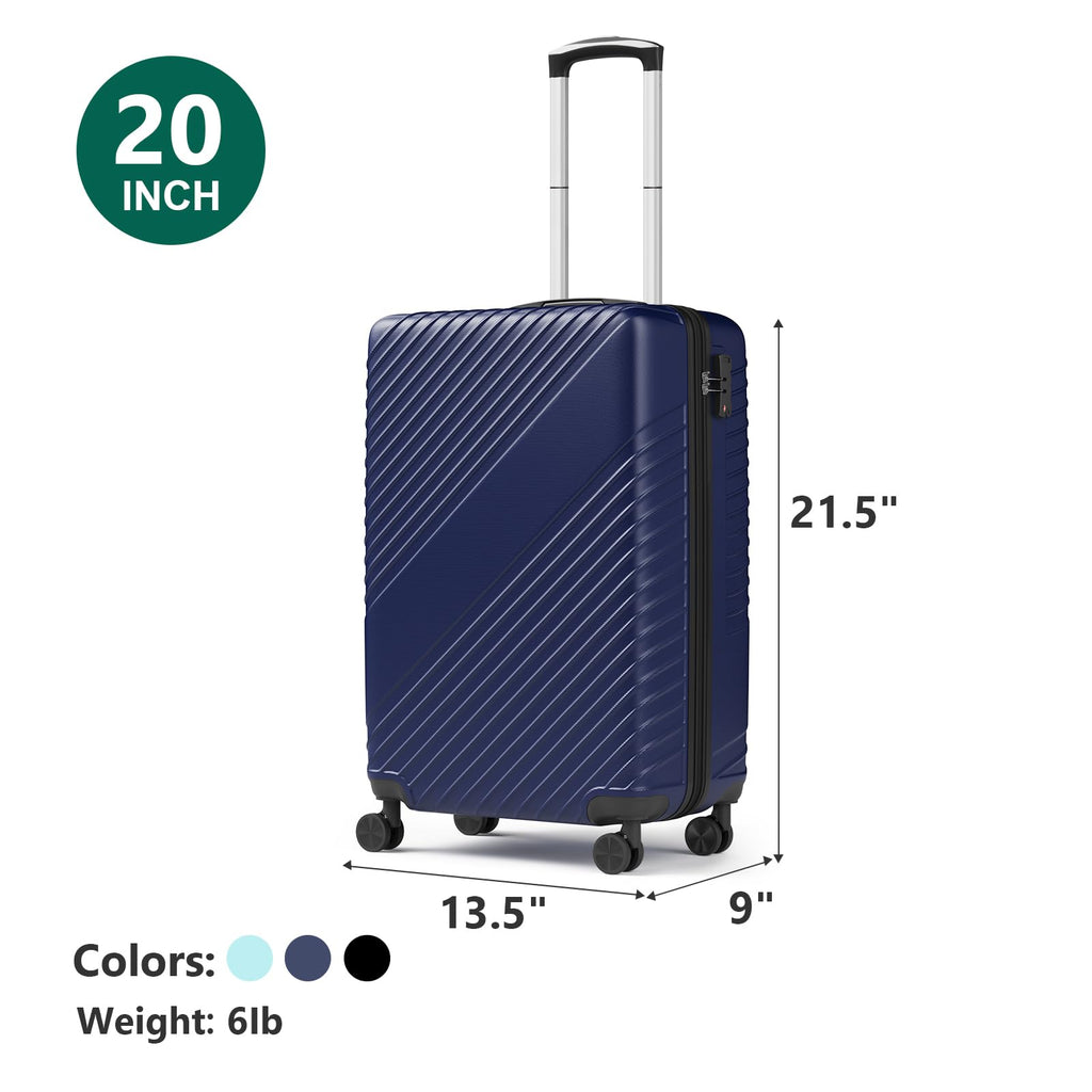 20 Inch Carry On Luggage, ABS Hardside Suitcase with Spinner Wheels, Airline-Approved Cabin Luggage with TSA Security Lock, Expandable Travel Suitcase for Flights, Business Trips & Weekend Vacations