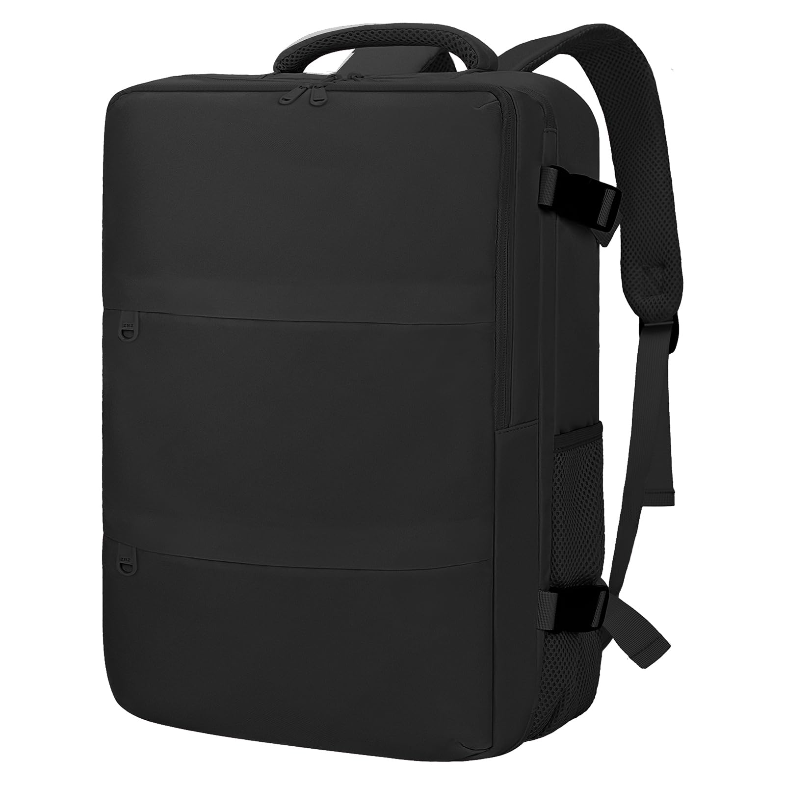 Carry On Backpack for Women & Men – Airline Approved Underseat Size, 15.6" Laptop Compartment, TSA-Friendly 180° Opening, Anti-Theft Business Travel Backpack with Trolley Sleeve (Black, Medium)