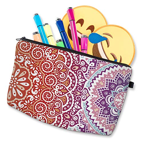 Deanfun Cosmetic Bag for Women, Mandala Flowers Waterproof Makeup Bags Roomy Toiletry Pouch Travel Accessories Gifts (51391)