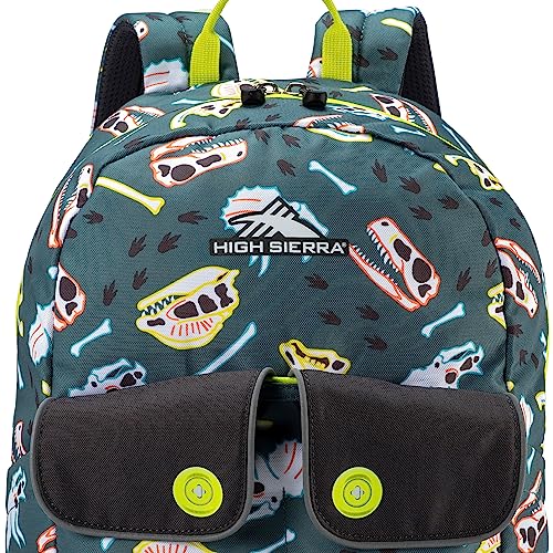 High Sierra Chiqui School Backpack with Tablet Sleeve + 2 Water Bottle Pockets, 18L, Dino Dig