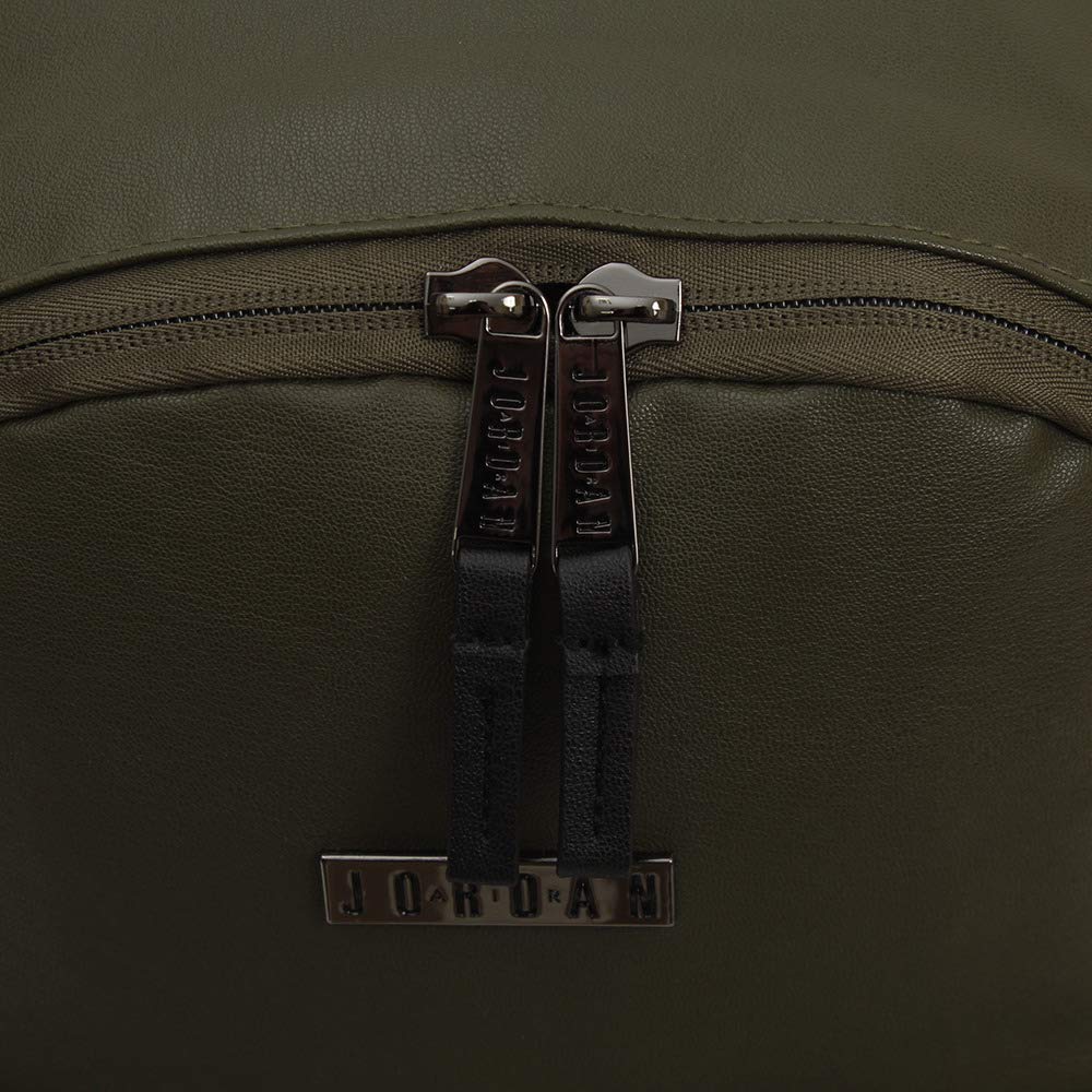 Jordan Nike AIR Jumpman Basketball Olive Green Canvas Large Regal Premium Sports/Travel Backpack/Bag, 16.5"x13"x4"