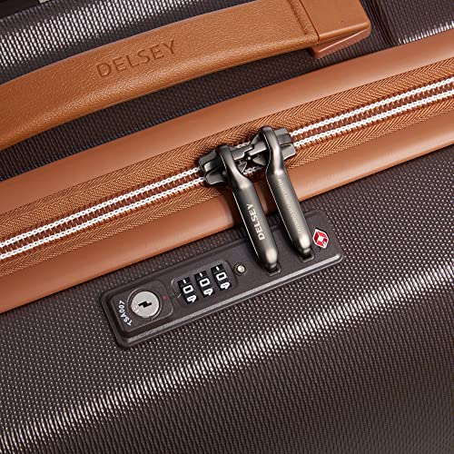 DELSEY PARIS Chatelet Air 2.0 Checked Suitcase 24 Inch Medium, Hardside Polycarbonate Luggage, Dual-Density Spinner Wheels, TSA Lock, Chocolate Brown