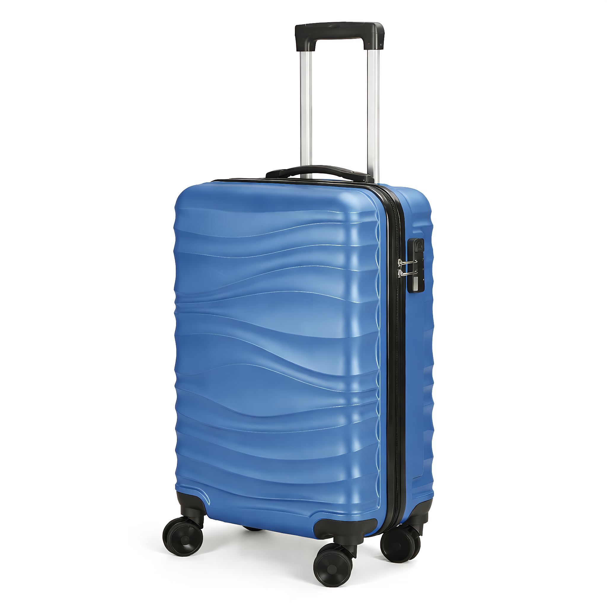AGVOTK 21" Hardshell Carry On with Duffel Bag, Luggage Bag with Charging Port, Luggage Set, Cup Holder and Phone Holder, Suitcase Combo with USB (Blue)