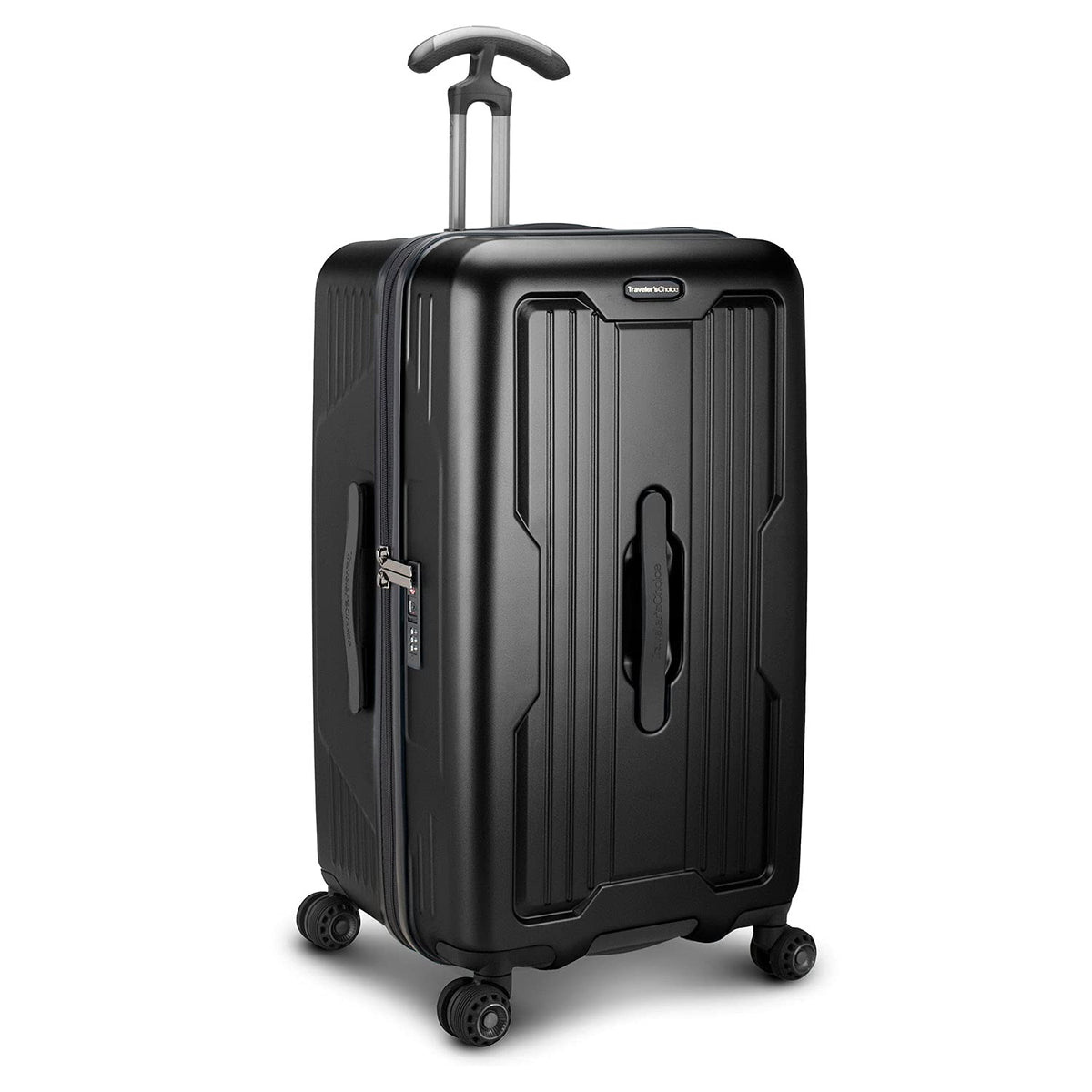Traveler's Choice Ultimax II Polycarbonate Hardside Luggage with Spinner Wheels, Matte Black, 28-Inch Medium Trunk