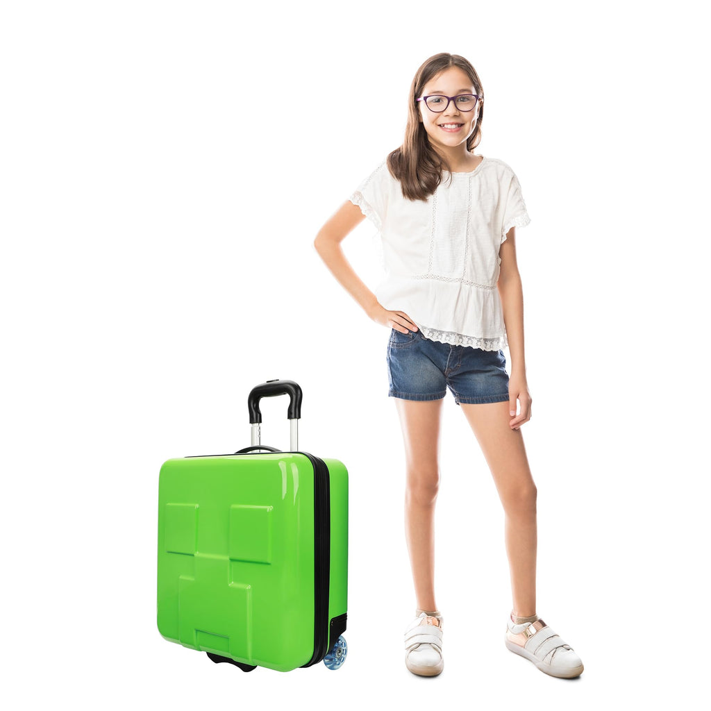 Bioworld Minecraft Creeper 15" Molded Hardside Carry-On Luggage for Toddler