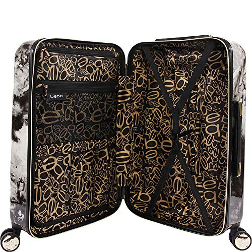 BEBE Teresa 3pc Spinner Suitcase Set Luggage Set, Black Marble