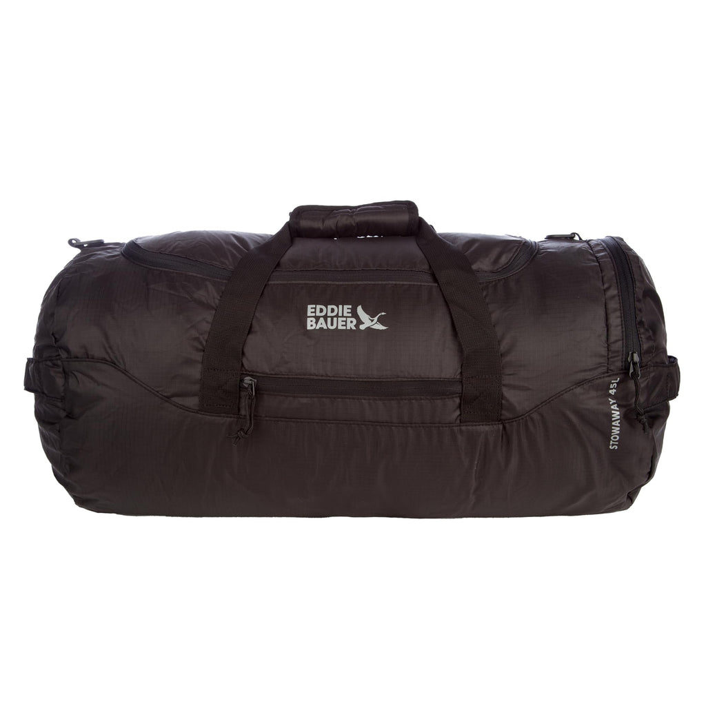 Eddie Bauer Stowaway Packable Duffel Bag | Travel | Foldable | Lightweight | Durable | Ripstop Polyester, 45L, Onyx