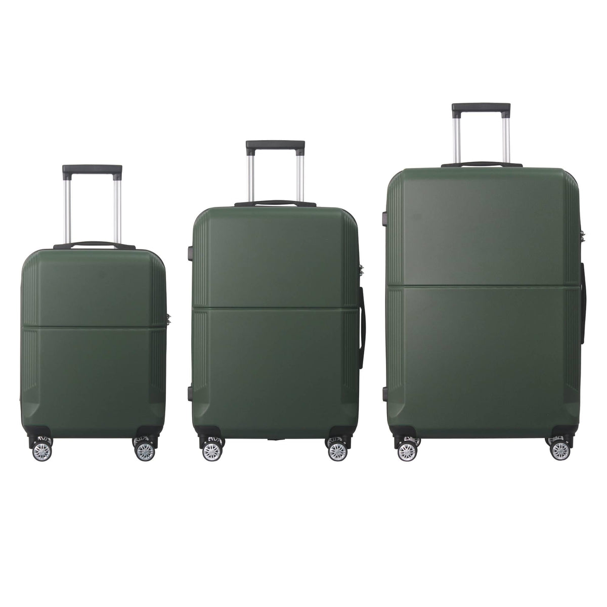 Furrnook 3-Piece Luggage Set 3 (20"/24"/28"), Hardside Suitcases with 8 Spinner Wheels, Scratch-Resistant ABS Shell, set2, set3 Travel Suitcase, TSA Lock (Minimalist Design, Green)