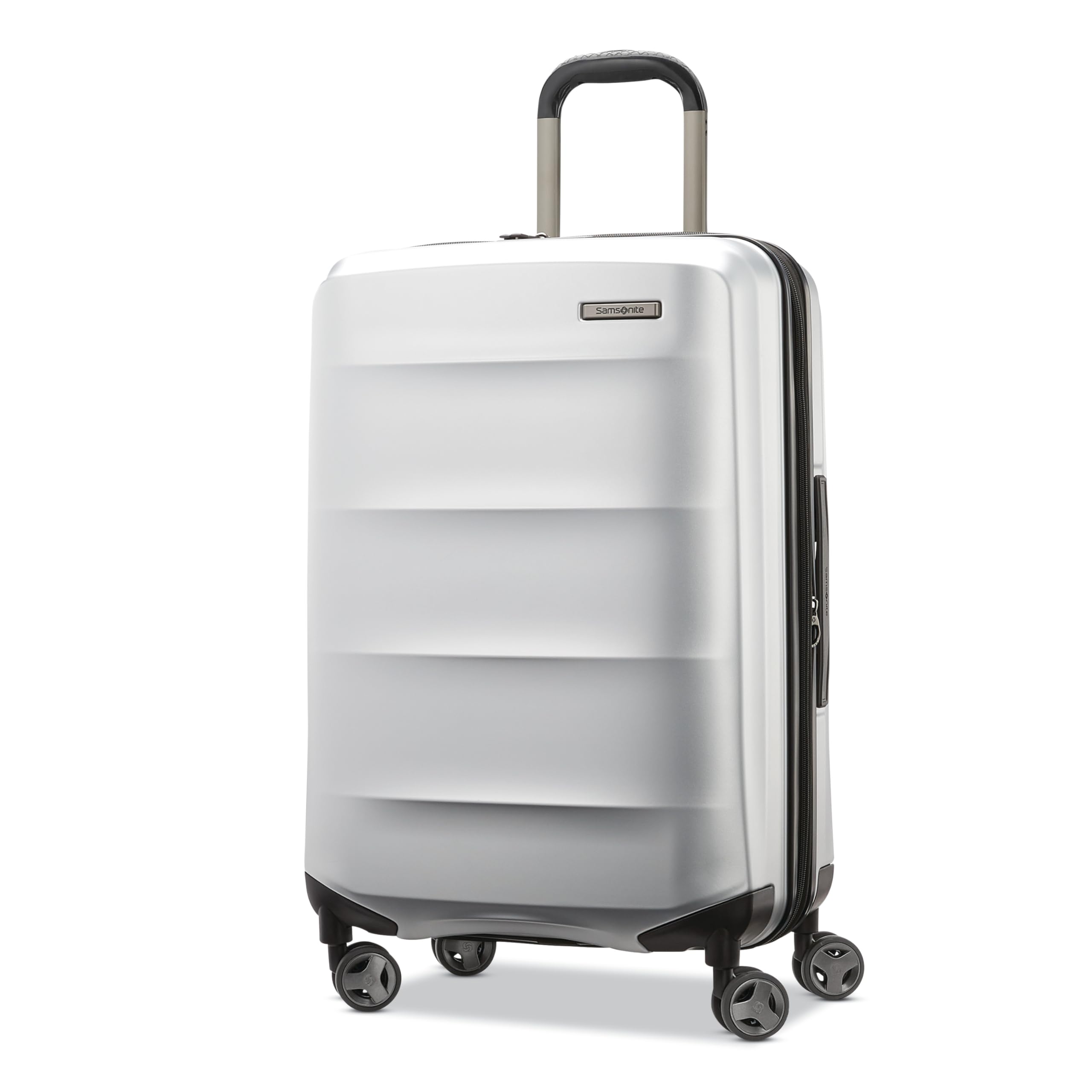 Samsonite Octiv Lightweight Hardshell 24-Inch Medium Checked Luggage - Durable Impact Resistant, 360° Aero Trac Spinner Wheels, Adjustable Telescopic Handle, Expandable, TSA Approved Lock - Silver