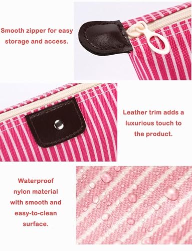 THTAJ 2 Pack Make Up Bag for Traveling,Preppy make up bag,Toiletry Bag,Nylon Cosmetic Bag,Light Pink Makeup Bag,Skin Care Bag，Tiny Makeup Bag