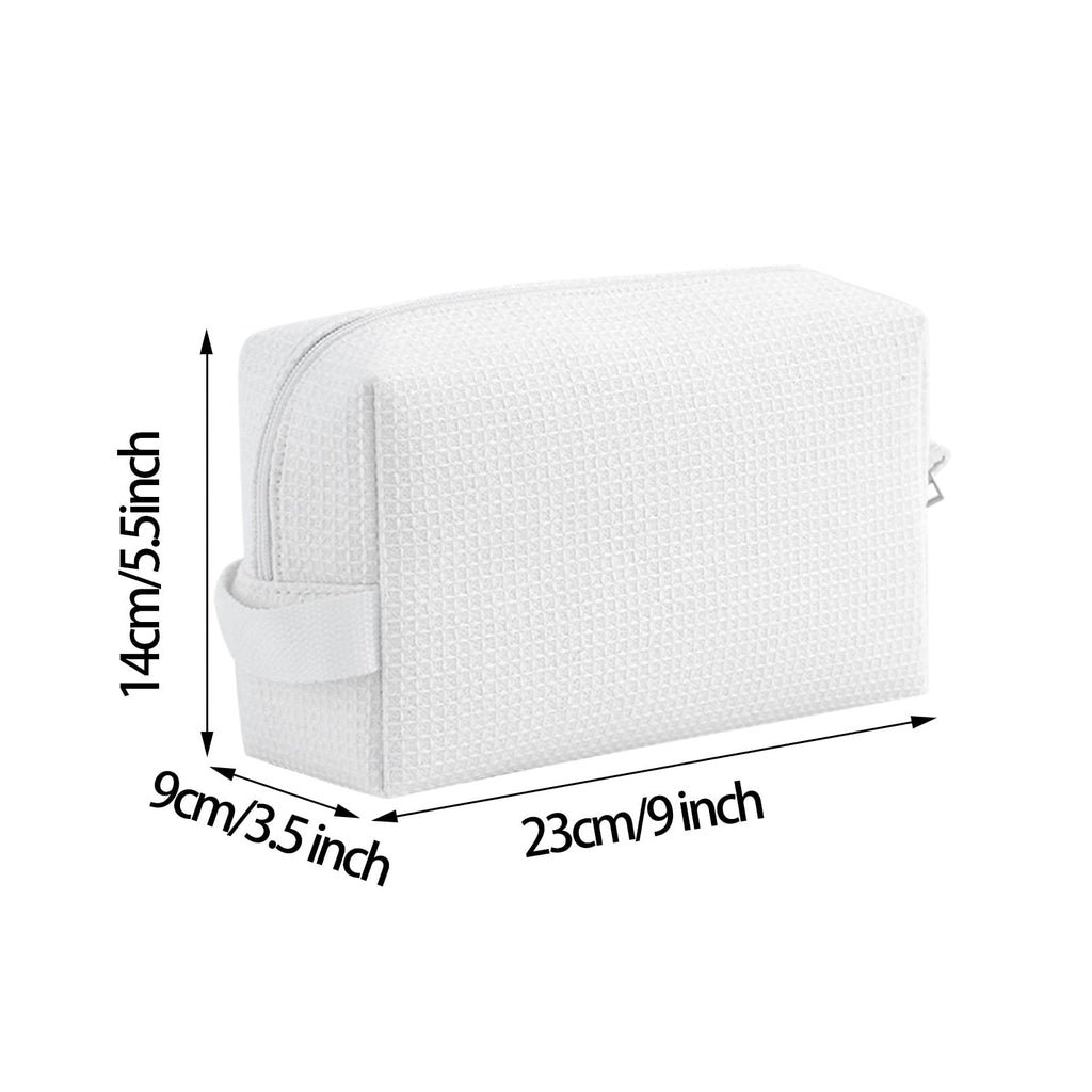 DYSHAYEN Waffle Makeup Pouch Bag, Small Travel Cosmetic Bag, Gifts for Women Bridesmaid,Wedding,Christmas (White)