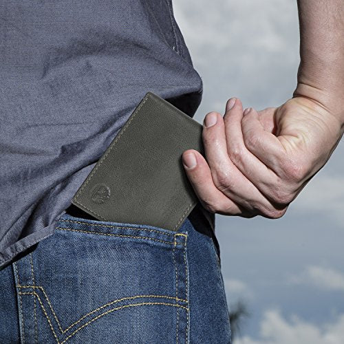 Timberland Men's RFID Blocking Wallet – Genuine Leather Passcase with Removable ID Holder, 6 Card Slots, 2 Billfold Pockets, Slim Design, Charcoal, One Size