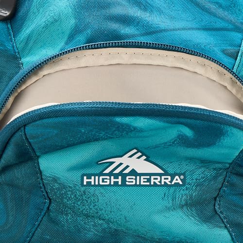 High Sierra Swoop Backpack, Travel, or Work Bookbag with tablet sleeve, One Size, TEAL MARBLE SWIRL