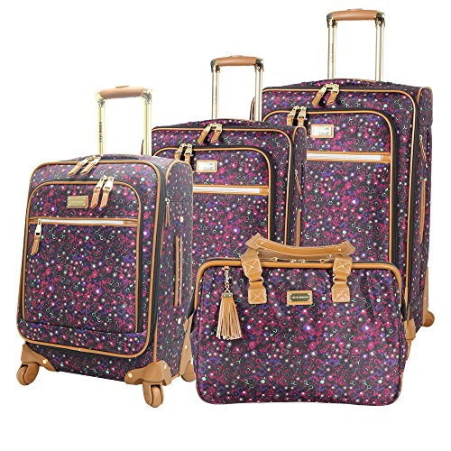 Steve Madden Designer-Gepckkollektion 4-teiliges Softside-Koffer-Set Reise-Set enthlt eine Tragetasche, 50,8 cm Handgepck, 61 cm und 71,1 cm Karierte Koffer, Dark Purple, One Size, Travel