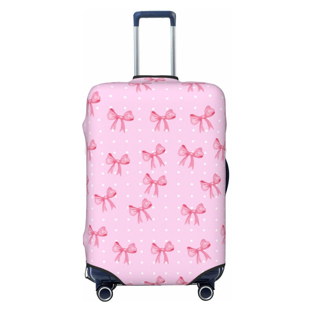 Travel Luggage Cover Pink Bow Dot, High Elasticity Washable Travel Baggage Protector Case Fits 26-28 in